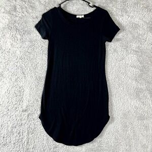 Heart & Hips Affordable Luxury T Shirt Dress Women Medium Black Cotton Round Hem